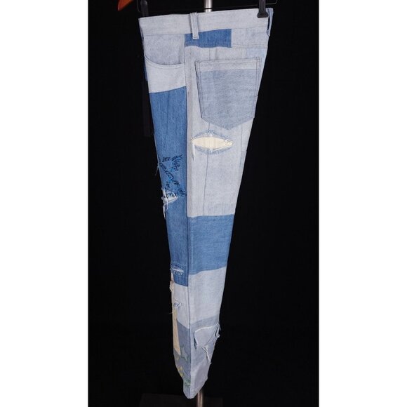 Who Decides War by MRDR BRVDO Unified Embroidered Jeans 30 Mens Blue $675 - Picture 10 of 16